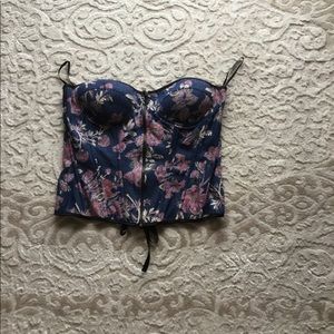 Charlotte Russe Blue “Jean” floral bustier